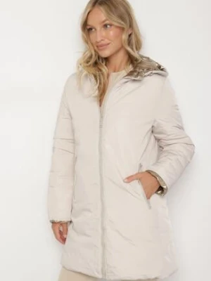 Jasnobeżowa Pikowana Kurtka Dwustronna z Kapturem Alarrise melya by melody
