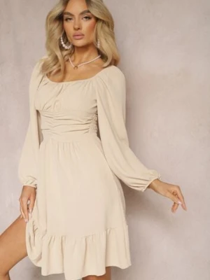 Jasnobeżowa Sukienka Megadia j studio