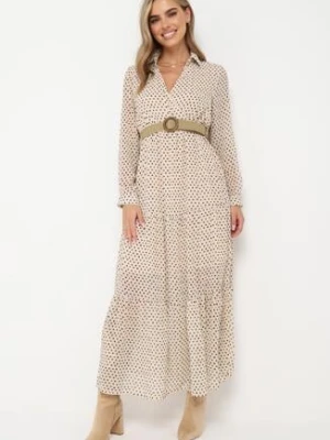 Jasnobeżowa Sukienka Z Paskiem Deinene rosa