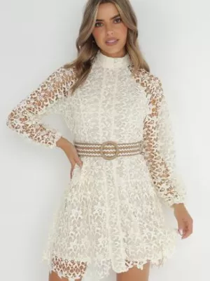 Jasnobeżowa Sukienka z Paskiem Demamia elsa.m by may