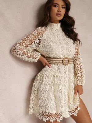 Jasnobeżowa Sukienka z Paskiem Monilla elsa.m by may