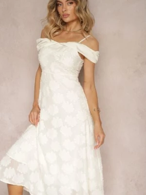 Jasnobeżowa Taliowana Sukienka na Regulowanych Ramiączkach o Rozkloszowanym Fasonie Vimadea elsa.m by may