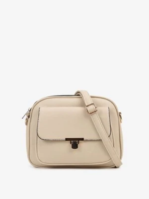 Jasnobeżowa Torebka Listonoszka Trzykomorowa z Ozdobną Klapą Nanitiela