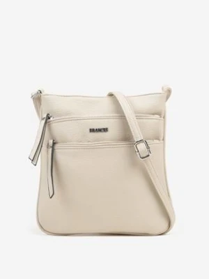 Jasnobeżowa Torebka Listonoszka z Dodatkowymi Kieszeniami na Suwak Silarose francis