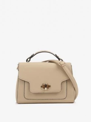 Jasnobeżowa Torebka Listonoszka z Klapą i Rączką Lanoviela caely