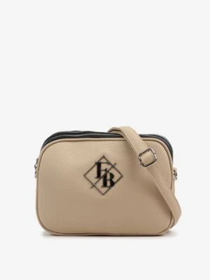 Jasnobeżowa Torebka Listonoszka z Metaliczną Aplikacją Lanirosia fashion&bags