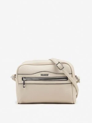 Jasnobeżowa Torebka Listonoszka z Metalicznym Napisem Nilofae francis