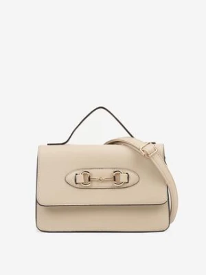 Jasnobeżowa Torebka Listonoszka z Ozdobnym Zapięciem z Paskiem Nanilira fashion&bags