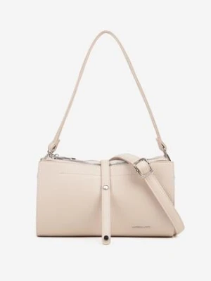 Jasnobeżowa Torebka Mała Listonoszka z Suwakiem Paskiem i Rączką Lumineae luigisanto