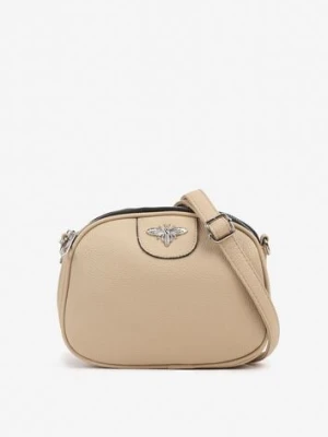 Jasnobeżowa Torebka Ozdobiona Metaliczną Aplikacją Nanowena fashion&bags