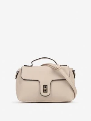 Jasnobeżowa Torebka Typu Listonoszka z Ozdobną Klapą Monavia fashion&bags