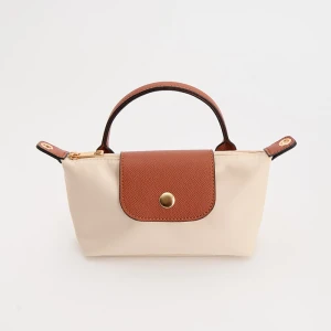 Jasnobeżowa torebka z brązową klapką i rączką House