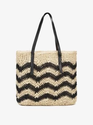 Jasnobeżowa Torebka z Plecionki na Cienkich Rączkach Saspia