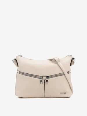 Jasnobeżowa Torebka z Regulowanym Paskiem i Ozdobnymi Suwakami Malarelle francis