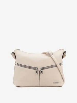 Jasnobeżowa Torebka z Suwakami na Regulowanym Pasku Malovia francis