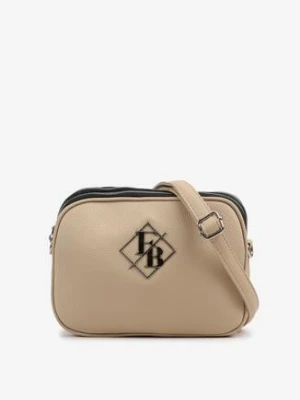 Jasnobeżowa Trzykomorowa Torebka Typu Listonoszka Ozdobiona Literkami Lanithara fashion&bags