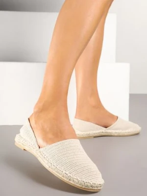 Jasnobeżowe Espadryle Ozdobione Wyciętą Cholewką i Plecionką Wommea bellucci