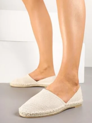 Jasnobeżowe Espadryle z Plecionką i Wyciętą Cholewką Prommea bellucci