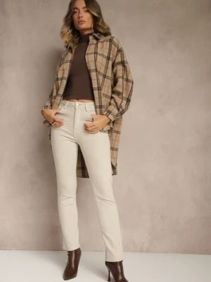 Jasnobeżowe Jeansy z Bawełny w Klasycznym Stylu Allivine hello miss