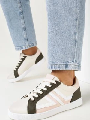 Jasnobeżowe Sneakersy Sznurowane Baronsa