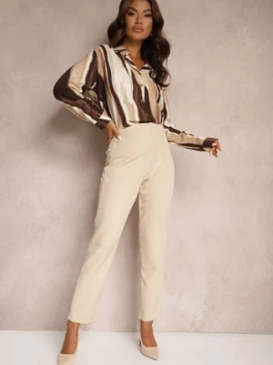 Jasnobeżowe Spodnie Cygaretki High Waist Molfi new collection