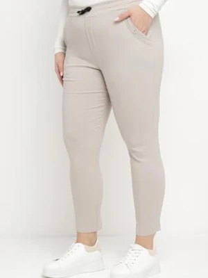 Jasnobeżowe Spodnie z Nogawkami 7/8 i Kieszeniami Gavotta bh forever