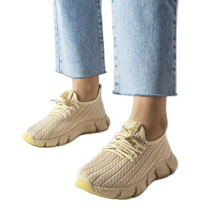 Jasnobeżowe sportowe sneakersy Élodie beżowy Inna marka
