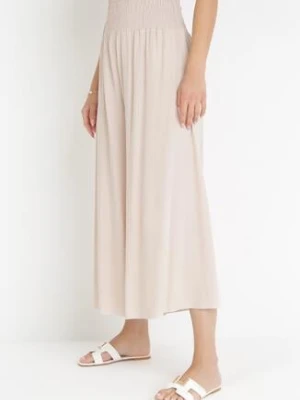 Jasnobeżowe Szerokie Spodnie z Wiskozy o Długości 7/8 Inule j.stars