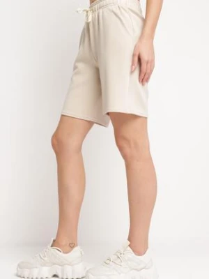 Jasnobeżowe Szorty Wykończone Gumką w Pasie i Wsuwanymi Kieszeniami Ritardia glo-story