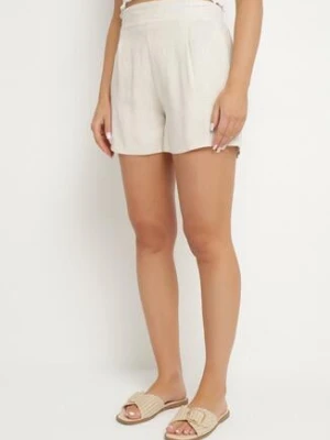 Jasnobeżowe Szorty z Lnem i Wysokim Stanem Orrea cflo