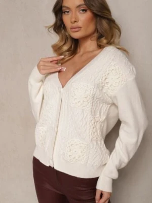 Jasnobeżowy Ażurowy Kardigan na Guziki Nolila unigirl