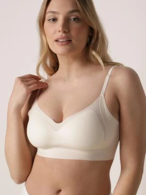 Jasnobeżowy Bezszwowy Biustonosz Bez Fiszbin z Elastycznego Materiału Edalith love magnolia