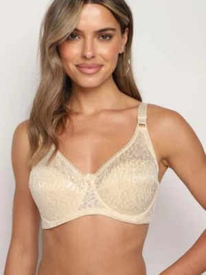 Jasnobeżowy Biustonosz na Regulowanych Ramiączkach na Haftki Nosofia