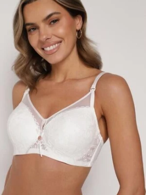 Jasnobeżowy Biustonosz z Koronką i Transparentną Wstawką Heliphine