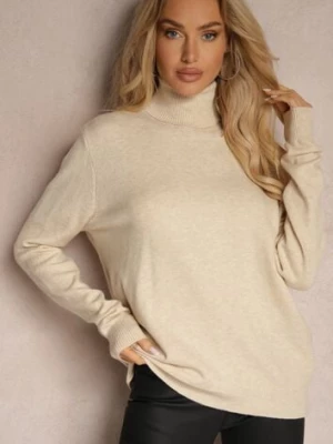 Jasnobeżowy Casualowy Golf z Dodatkiem Bawełny i Wiskozy Lerinae j&x