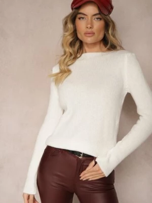 Jasnobeżowy Casualowy Sweter z Dekoltem w Kształcie Łódki Zinovaya