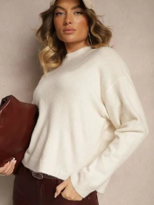 Jasnobeżowy Casualowy Sweter z Wełną Sassilae by swan