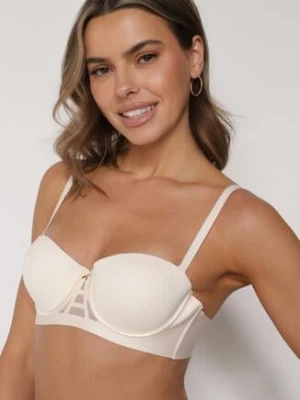 Jasnobeżowy Gładki Biustonosz Balkonetka Dalilin