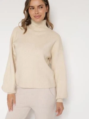 Jasnobeżowy Golf z Bufiastymi Rękawami Wedelia