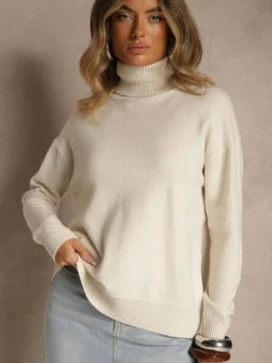 Jasnobeżowy Golf z Dodatkiem Kaszmiru z Przeszyciami po Bokach Avenella tandem