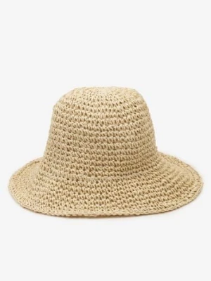 Jasnobeżowy Kapelusz z Plecionki w Stylu Bucket Hat Suai