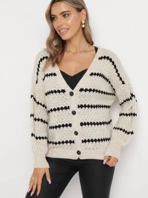 Jasnobeżowy Kardigan w Paski Taevy lily rose