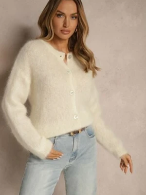 Jasnobeżowy Kardigan z Moheru w Eleganckim Stylu Koriano