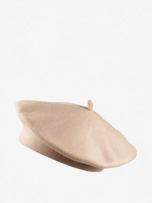 Jasnobeżowy Klasyczny Beret z Antenką z Bawełną i Kaszmirem Emidora