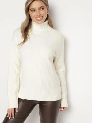 Jasnobeżowy Klasyczny Golf Savera wool fashion