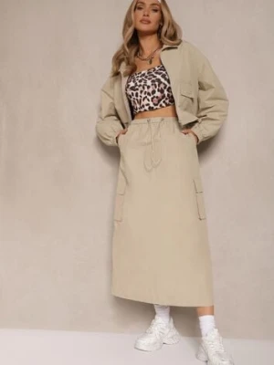 Jasnobeżowy Komplet z Bawełną Spódnica i Rozpinana Bluza Evorea bisou's project
