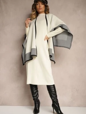 Jasnobeżowy Komplet z Dzianiny z Wiskozy Sukienka i Narzutka Ilandriel