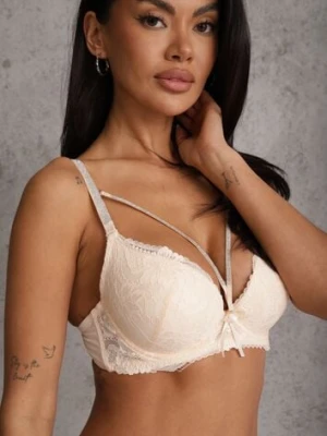 Jasnobeżowy Koronkowy Biustonosz Ozdobiony Kokardą Falzedia love magnolia