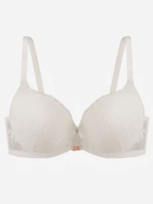 Jasnobeżowy Koronkowy Biustonosz z Metaliczną Aplikacją Dorzedi love magnolia