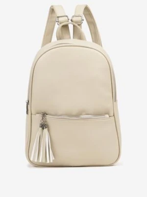 Jasnobeżowy Plecak o Trapezowym Kształcie Zdobiony Frędzlami Idanenna caely